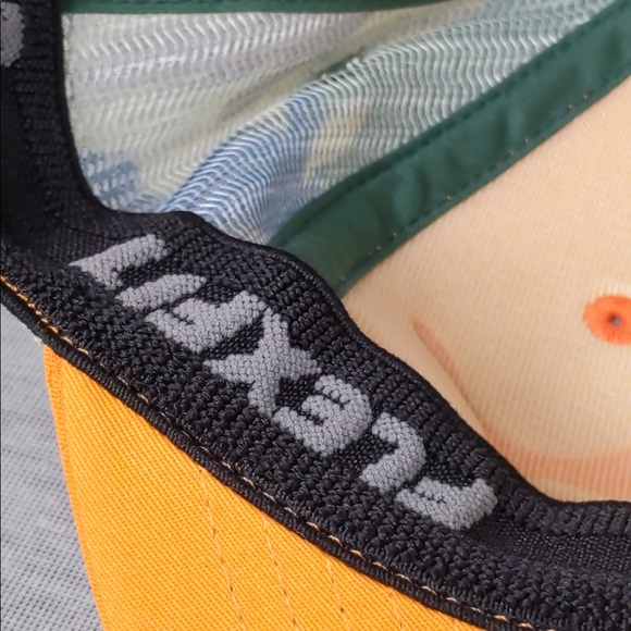 Puma Flexfit | Camo Hunter Orange Trucker Baseball Cap | Size S/M - Picture 7 of 9